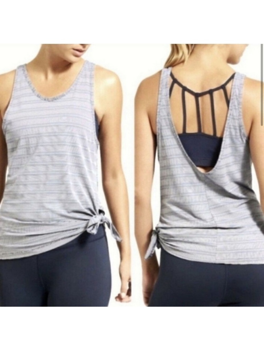Athleta Light Max Out Side Tie Gray Tank Size Medium